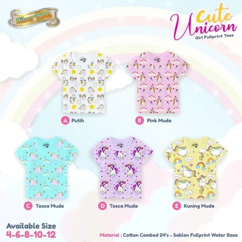 CILUKBA KIDS - KAOS ANAK FULLPRINT MOTIF UNICORN - Kaos Anak Perempuan Umur 4 - 10 Tahun