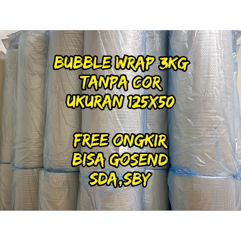 

bubble wrap 3kg ukuran 125x50 roll utuh tanpa cor, plastik bubble ,packing paket ,bubble packing roll,bubble roll