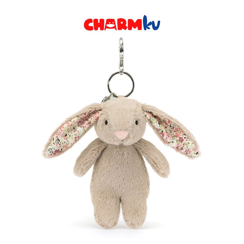 JELLYCAT Blossom Bunny Beige Bag Charm Keychain 100% Original