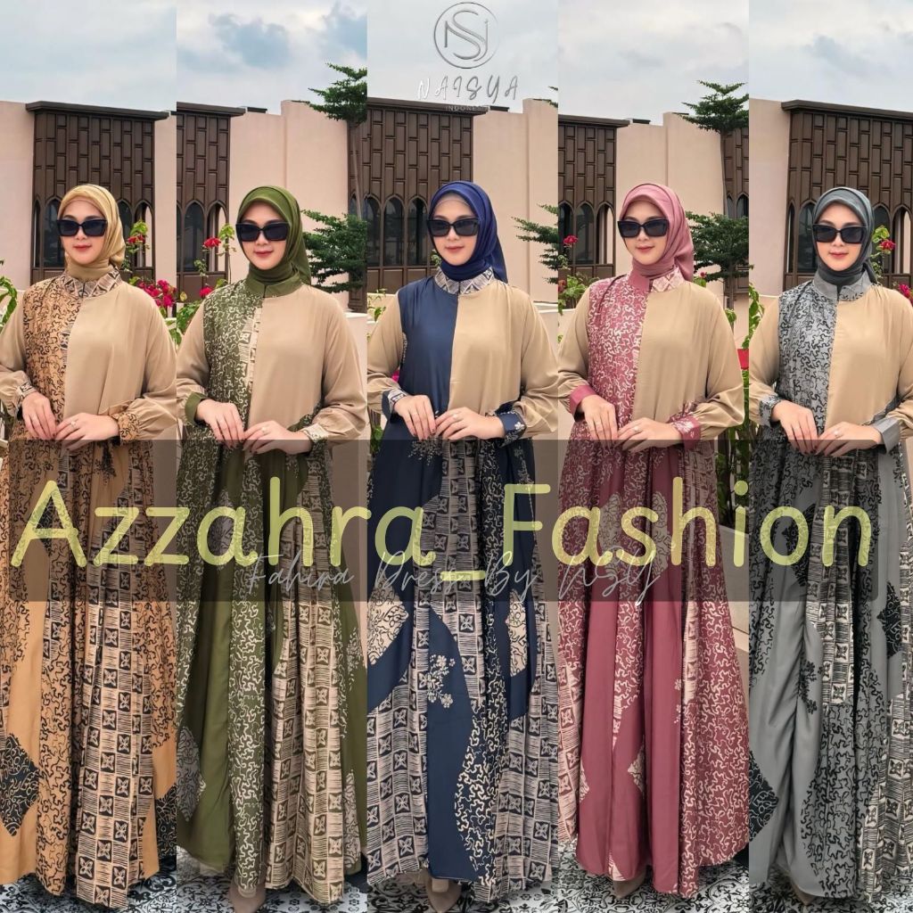 Fahrina Dress by NSY Gamis Biba Print Busui Friendly Simple Best Seller