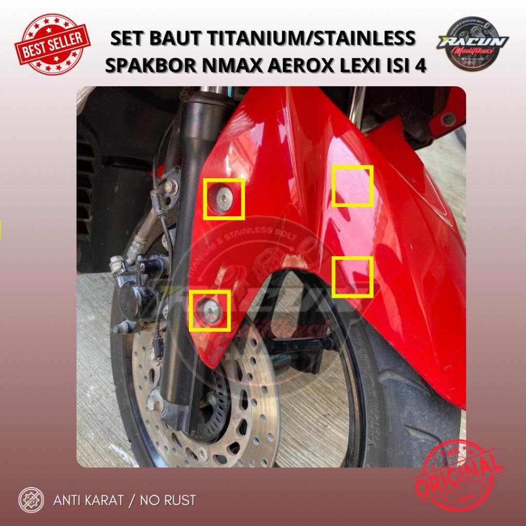 SET ISI 4 BAUT PROBOLT TITANIUM UNTUK SPAKBOR NMAX AEROX LEXI xmax . maxi series probolt titanium sp