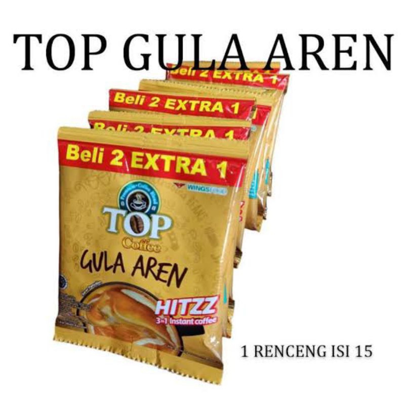 

TOP Coffee GULA AREN | HITZZ 3in1 Instant Coffee 22gr Isi 10+5sachet