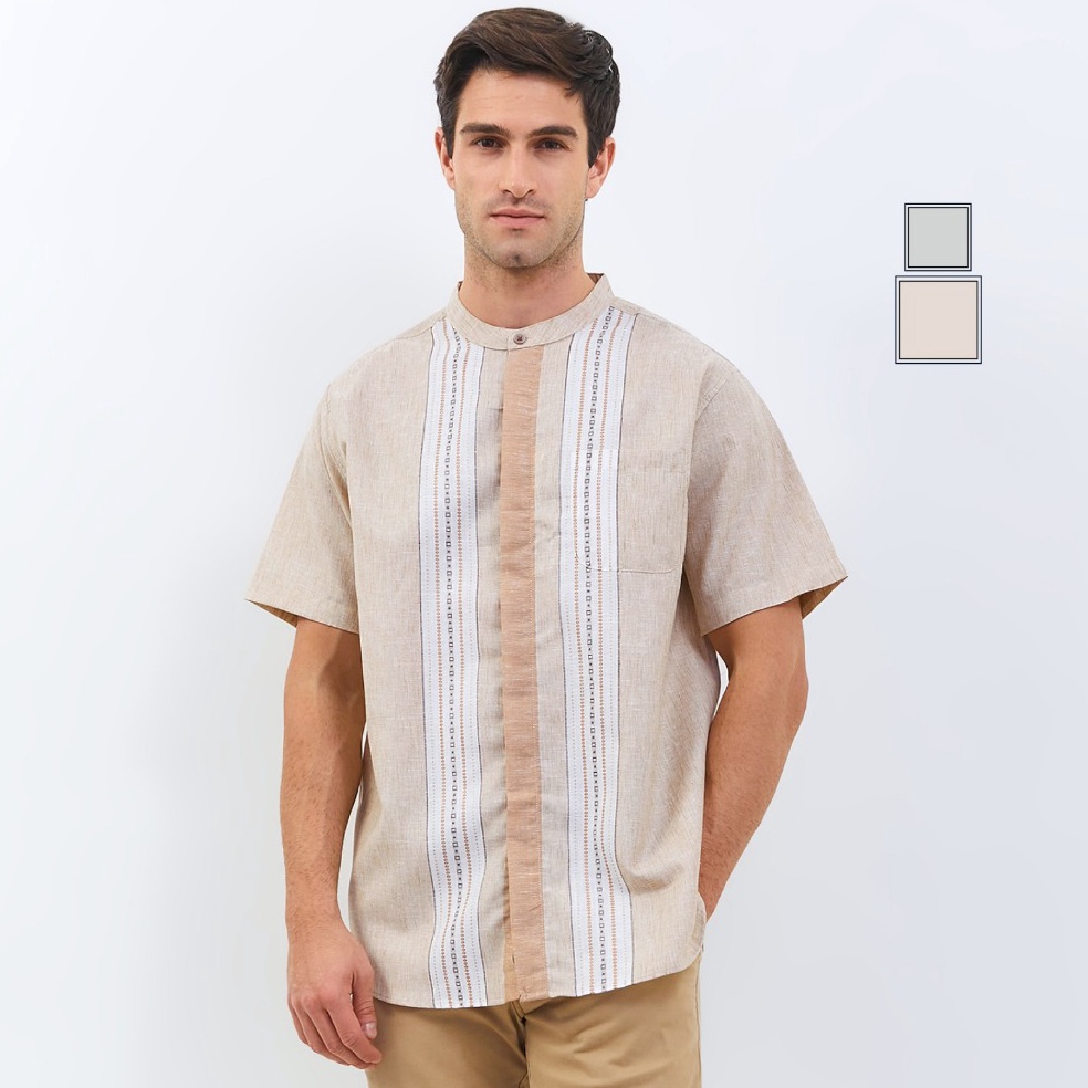 KODE R48Q M231 Kemeja Pria Koko Habib Jafar Pendek 321