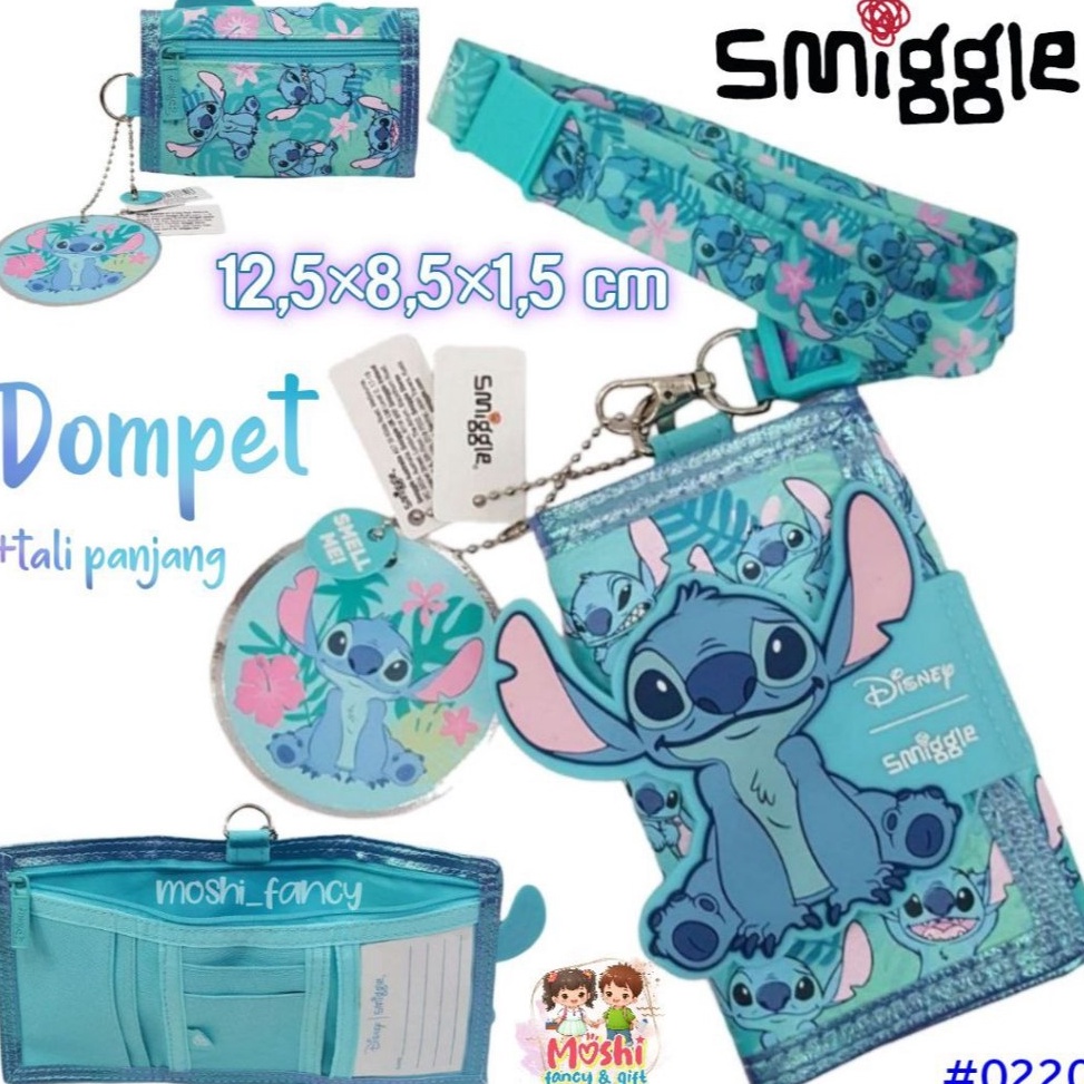 Dompet Smiggle Anak Stitch  Dompet Lipat Smiggle Stitch  Dompet Smiggle Lanyard Stitch Blue Tali Pan