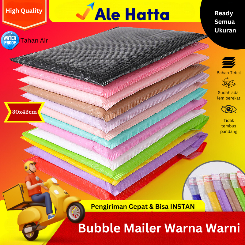 

30x42CM Bubble Mailer Premium Putih Hitam Pink Ungu Termurah (Harga Per Pcs) | Polybubble Amplop Bubblemailer Packing Olshop Termurah