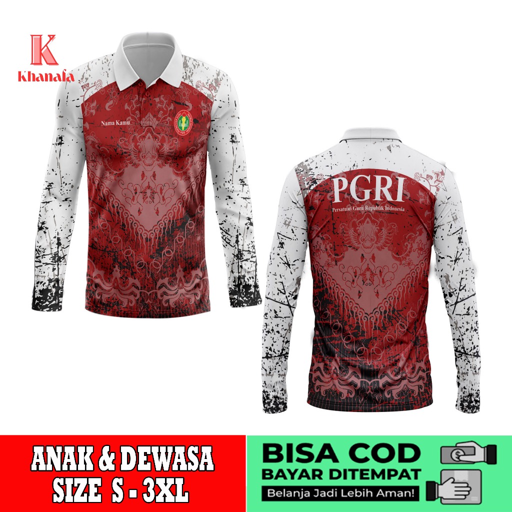 Kaos Polo | Baju pgri | Kaos Polo Batik PGRI | Baju Guru Batik PGRI | Kaos Polo Motif Batik PGRI Ful