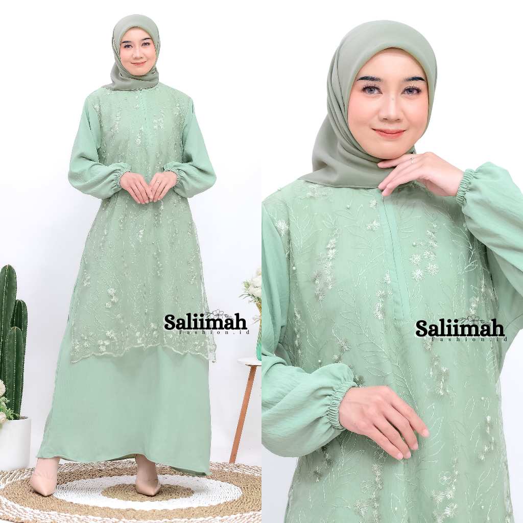 D.Nira - Gamis Malaysia Mix Brukat Dress Dewasa Gamis Mix Brukat Premium Gamis Malaysia Terbaru Busu