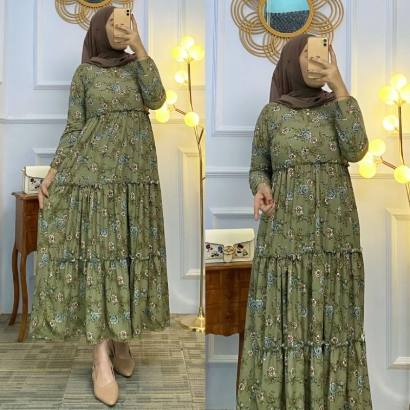 Gamis rempel susun bunga