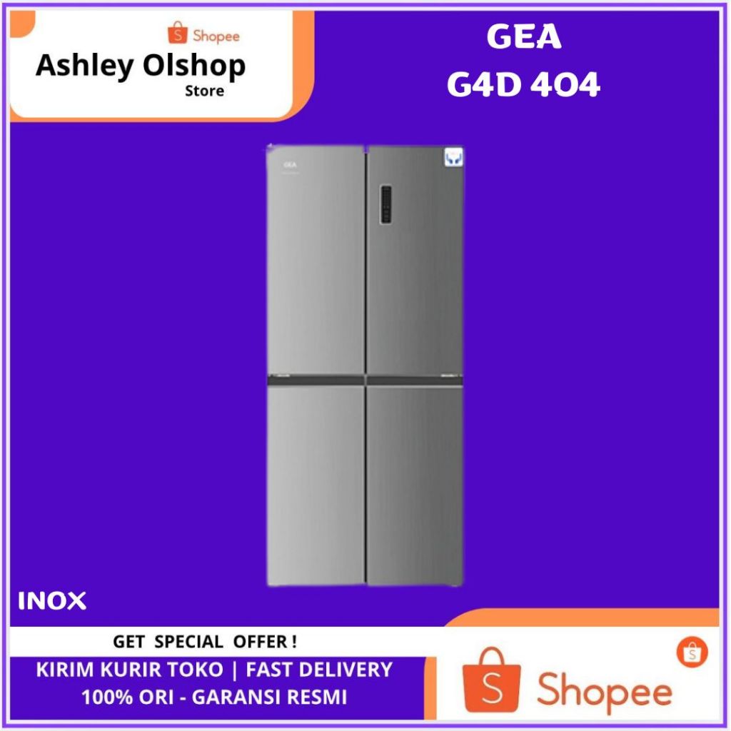 Kulkas 4 Pintu GEA G4D 404 Inox Kulkas GEA Side by Side G4D404 Silver