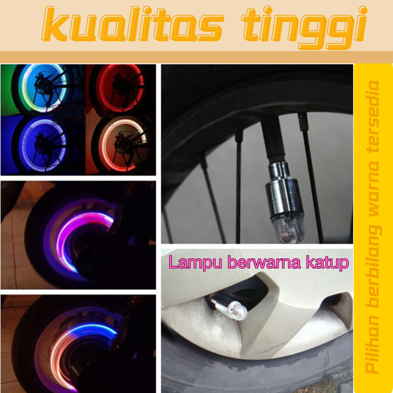 Tutup Pentil Ban LED Pentil Ban Motor Mobil Sepeda Lampu berwarna katup Lampu Roda Stick
