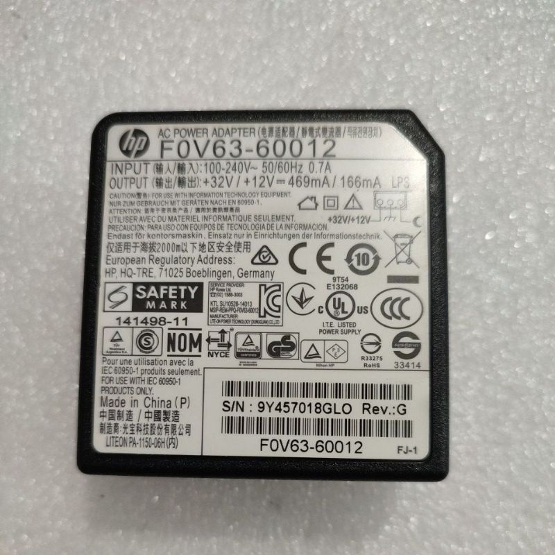 Adaptor HP F0V63-60012 Printer Smart Tank 500 515 518 580 600 615 Power Adapter 12 /32 Volt