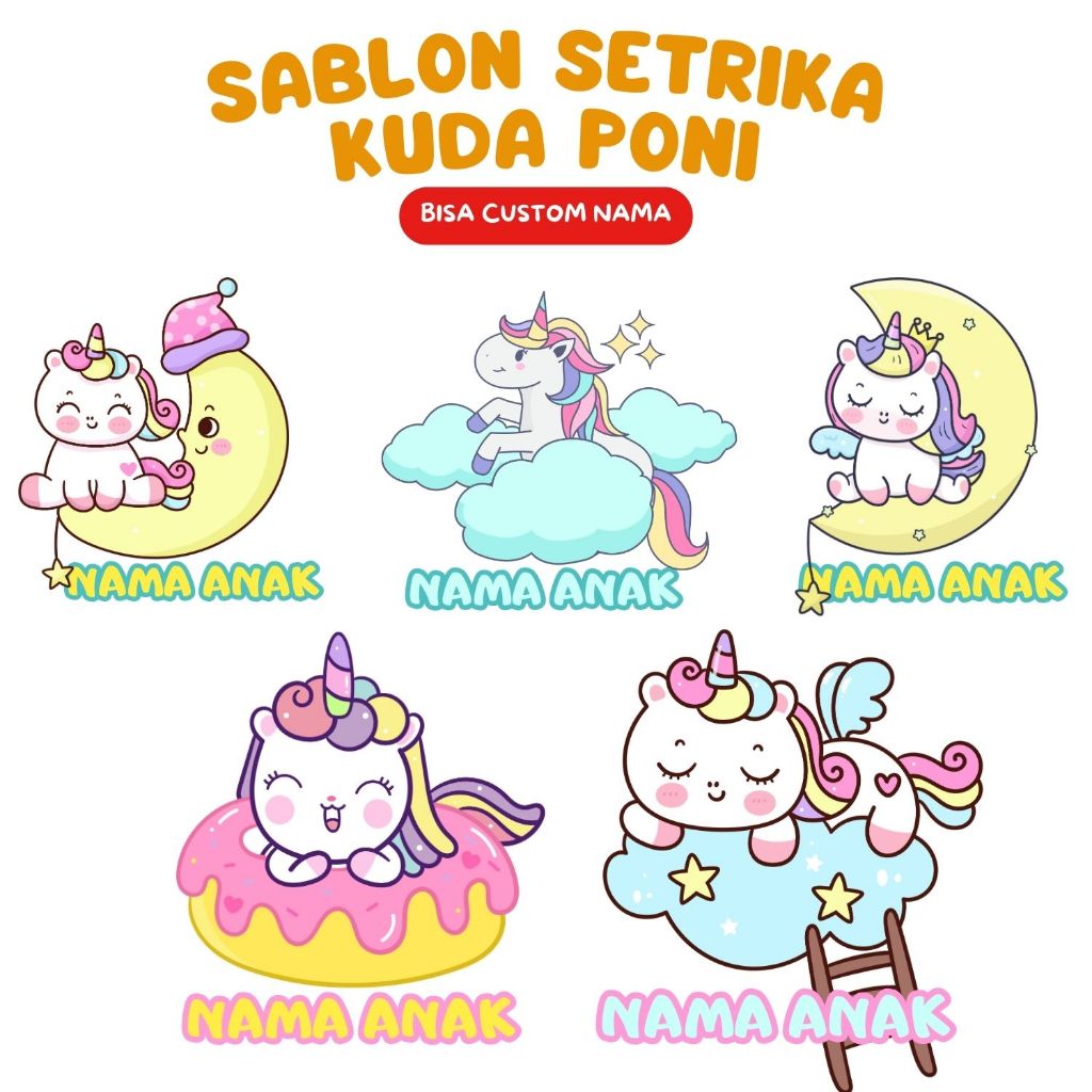 

Sablon Setrika Custom Nama Anak Tema Kuda Poni Lucu Cukup di Setrika