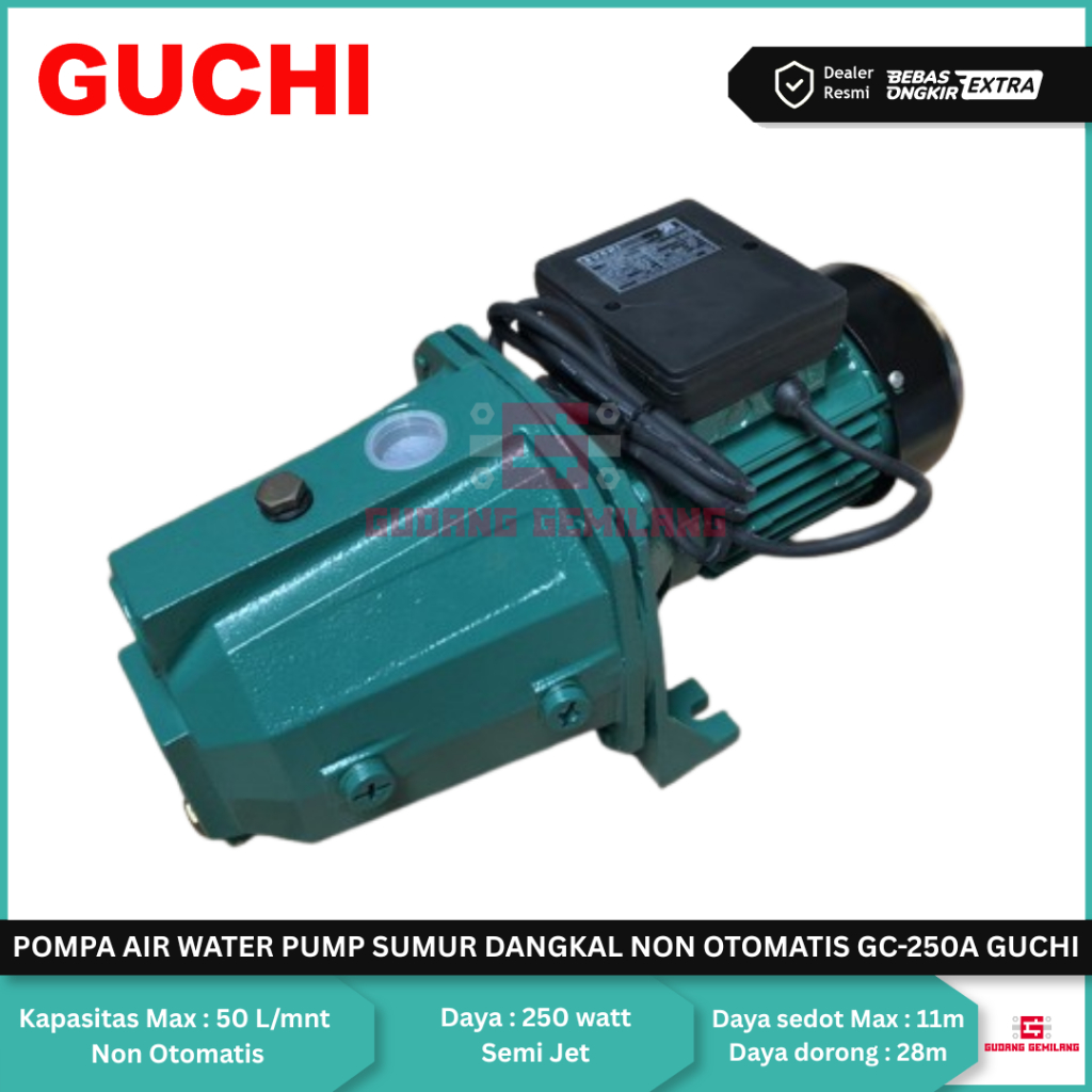 Pompa Air Water Pump Semi Jet Sumur Dangkal Non Otomatis GC-250A GUCHI