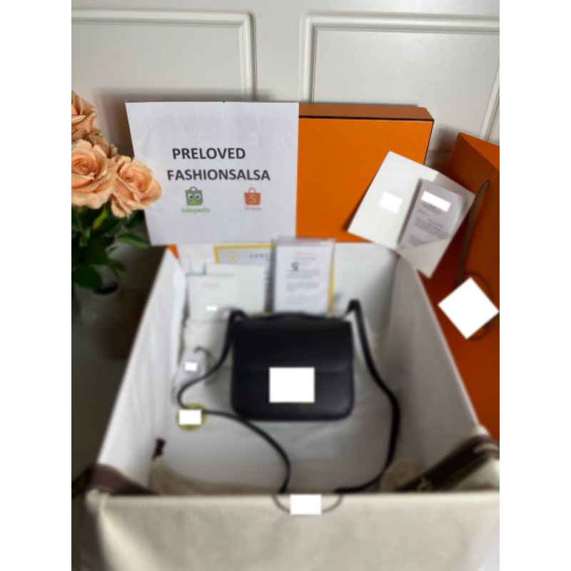 Preloved Rec 2023 Constance 18 Epsom Metal Dore Noir