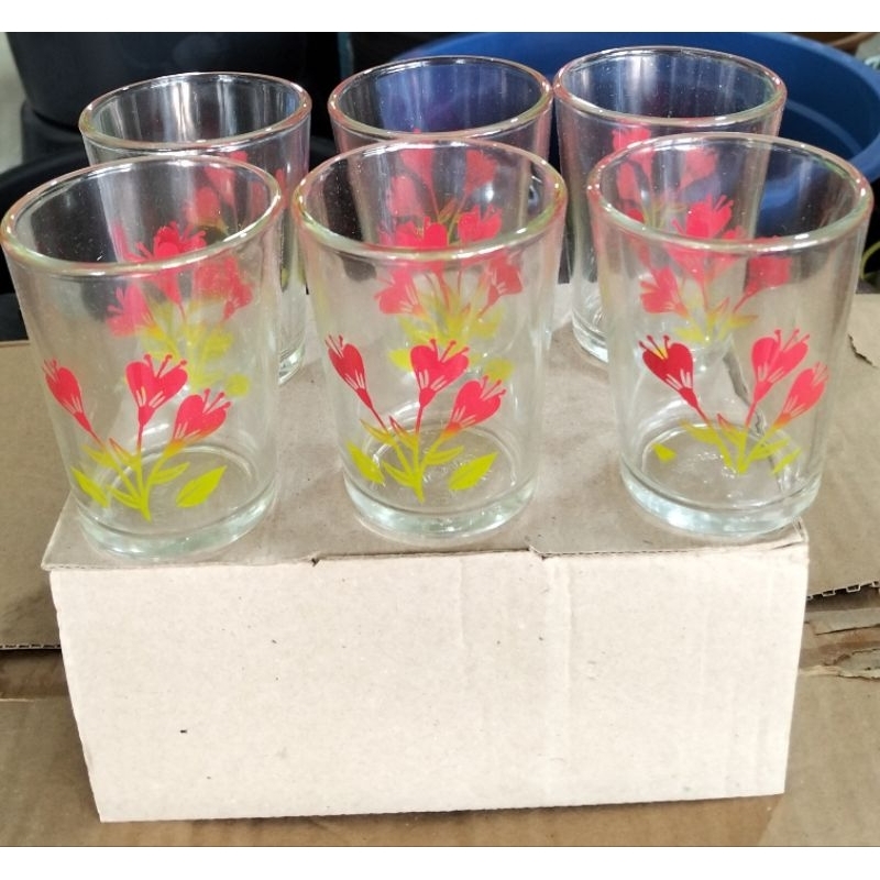 gelas 205/gelas teh/gelas kopi/gelas jadul/gelas kaca/gelas kembang