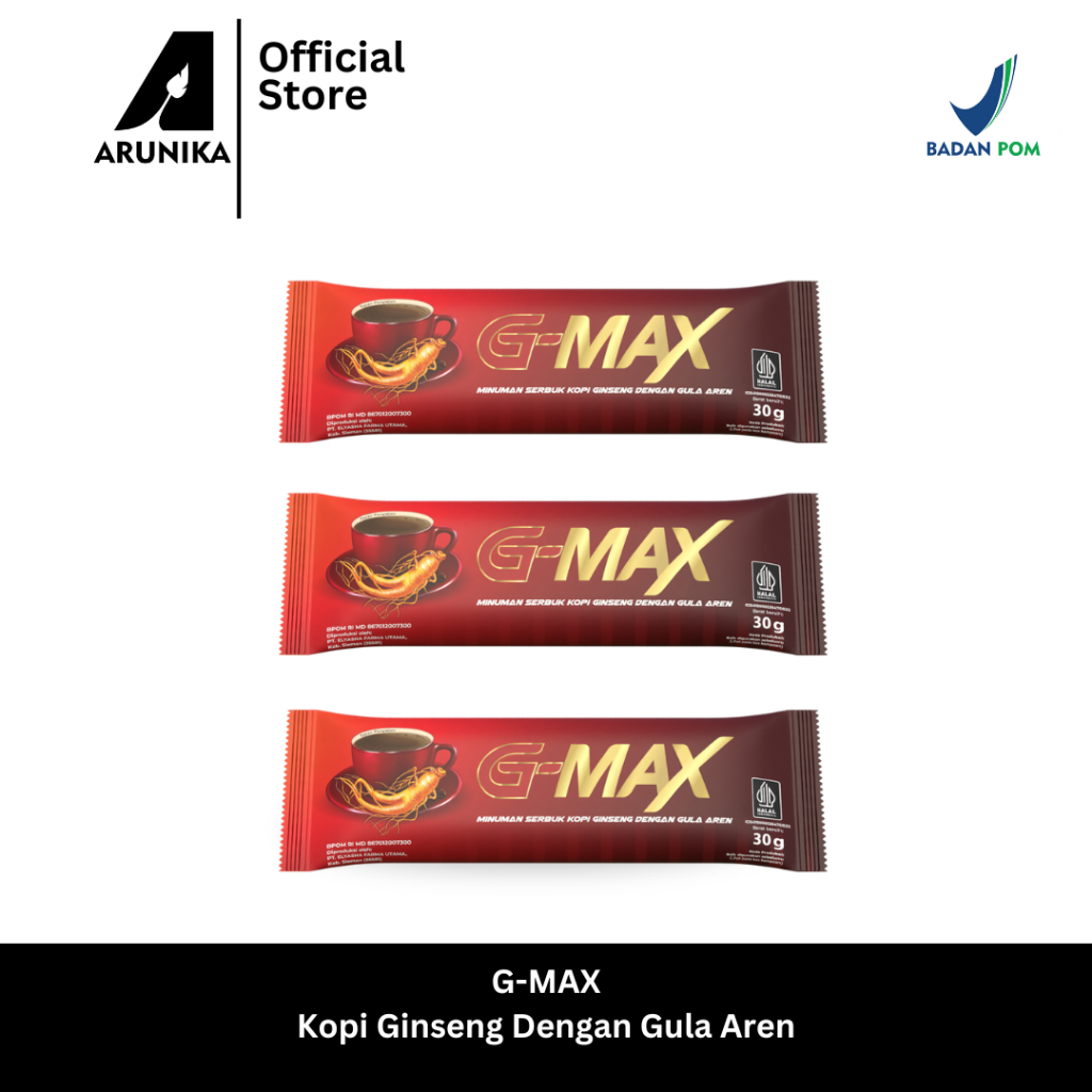 

G-MAX Minuman Serbuk Kopi dengan Gula Aren Halal & BPOM - 3SASET