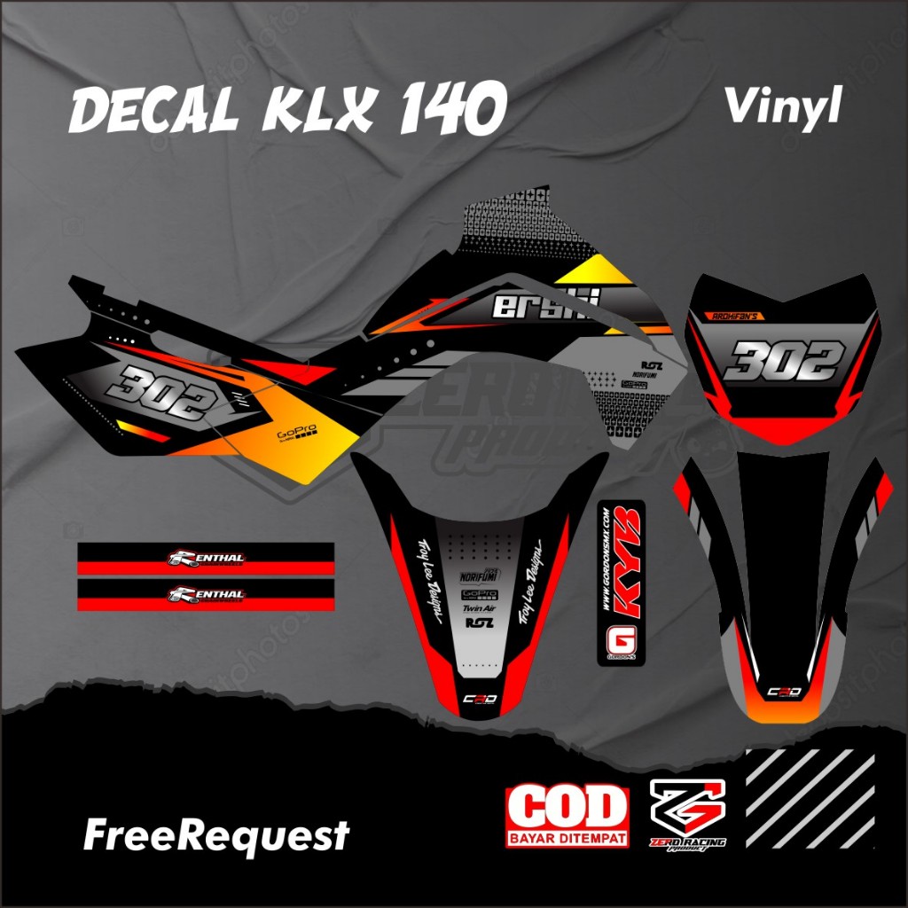 DECAL STICKER KLX 140 FULL BODY DECAL KLX 140  DECAL STIKER VARIASI KLX 140 NEW FREE REQUEST