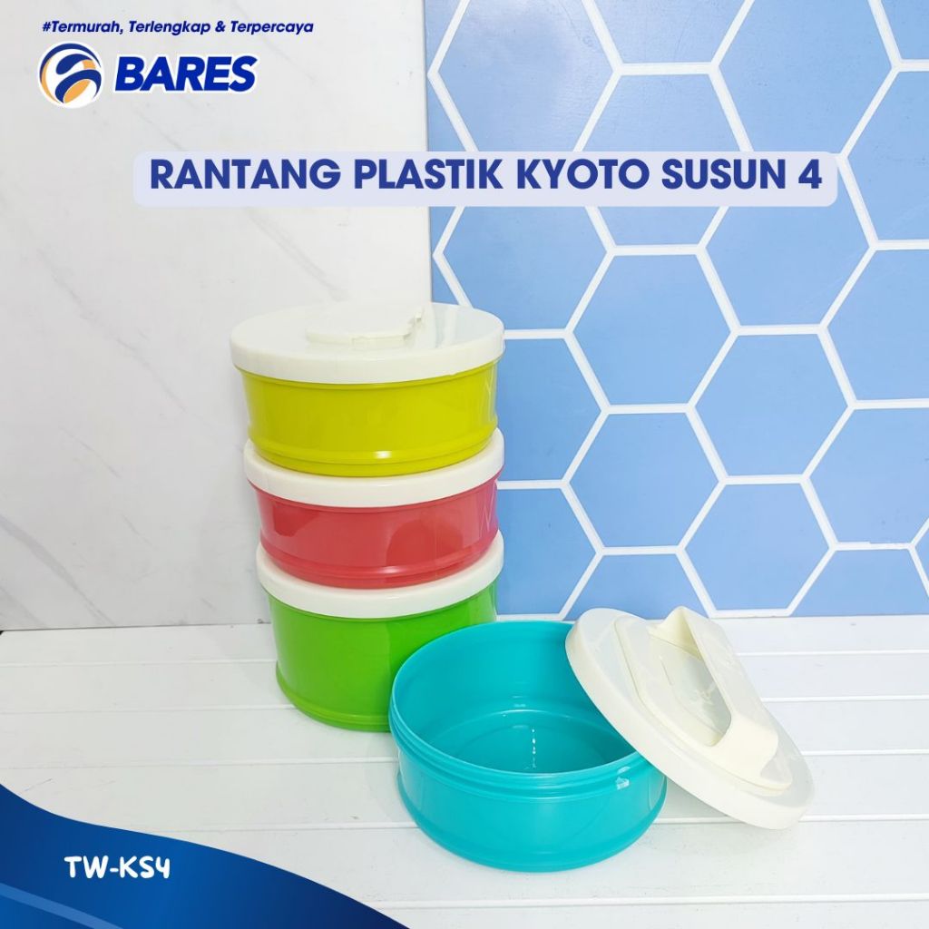 Rantang Plastik Kiara Kyoto Susun 4 / Rantang Plastik Susun 4/ Rantang Susun Warna Warni