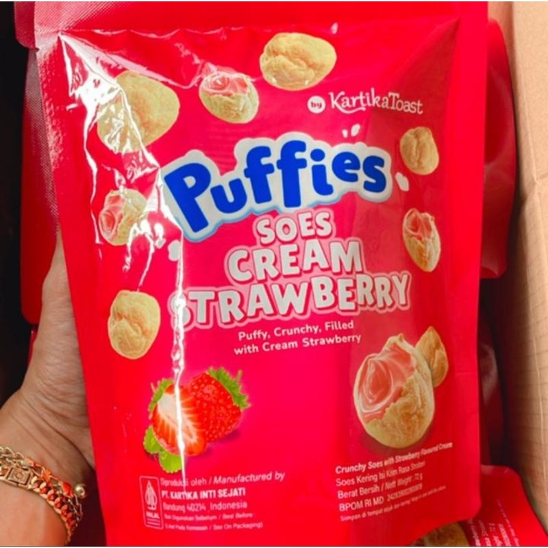 

Kartika Toast Puffies Soes Cream Choco 33 g & 72 g Puffies Soes Stoberi