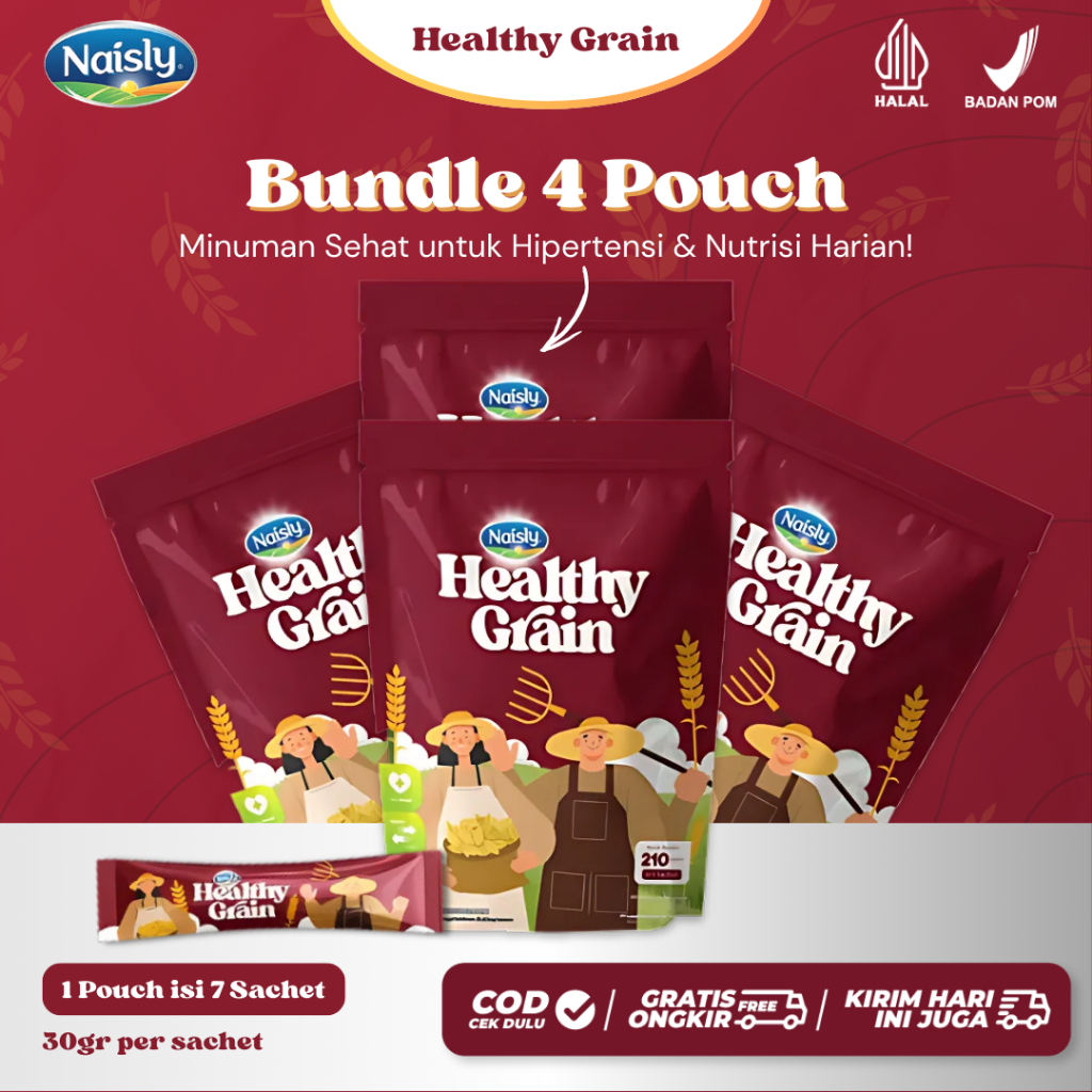 

Healthy Grain Minuman Herbal Multigrain untuk Hipertensi & Nutrisi Sehat Harian 4 Pouch