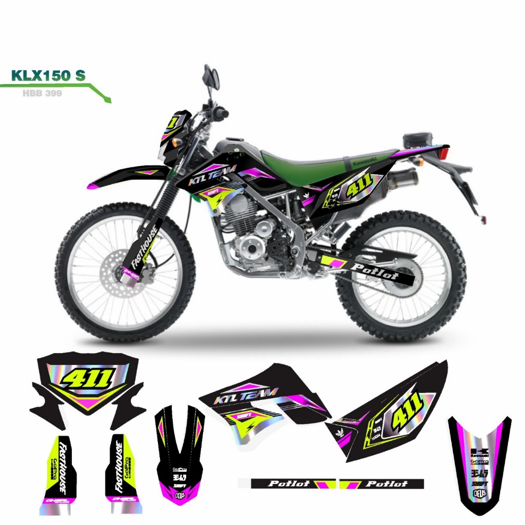 DECAL STIKER MOTOR KLX 150 S MOTIF SIMPLE SUPERMOTO CUTTING