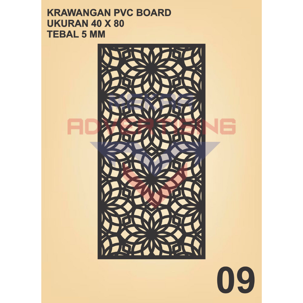 KRAWANGAN PVC BOARD HITAM  / ORNAMEN PVC FOAM BOARD HITAM TEBAL 5MM MODEL 09 UKURAN 40X80
