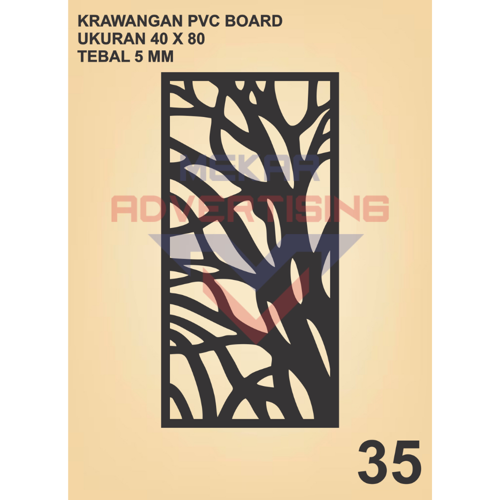 KRAWANGAN PVC BOARD HITAM  / ORNAMEN PVC FOAM BOARD HITAM TEBAL 5MM MODEL 35 UKURAN 40X80