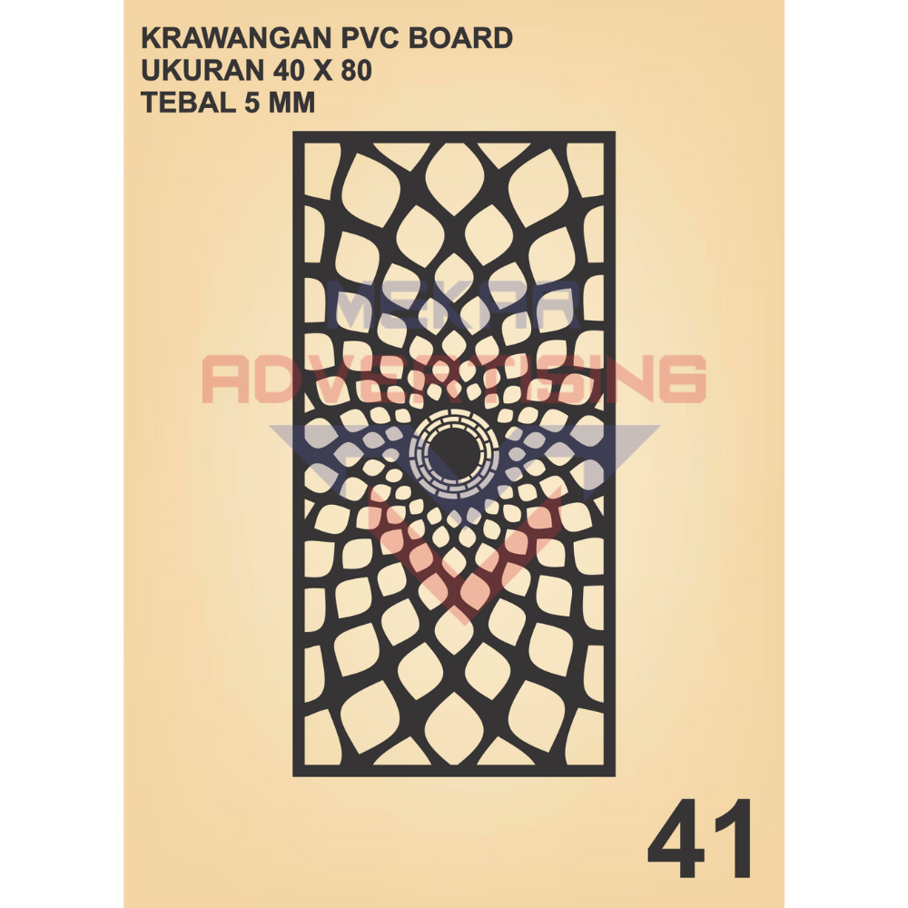KRAWANGAN PVC BOARD HITAM  / ORNAMEN PVC FOAM BOARD HITAM TEBAL 5MM MODEL 41 UKURAN 40X80