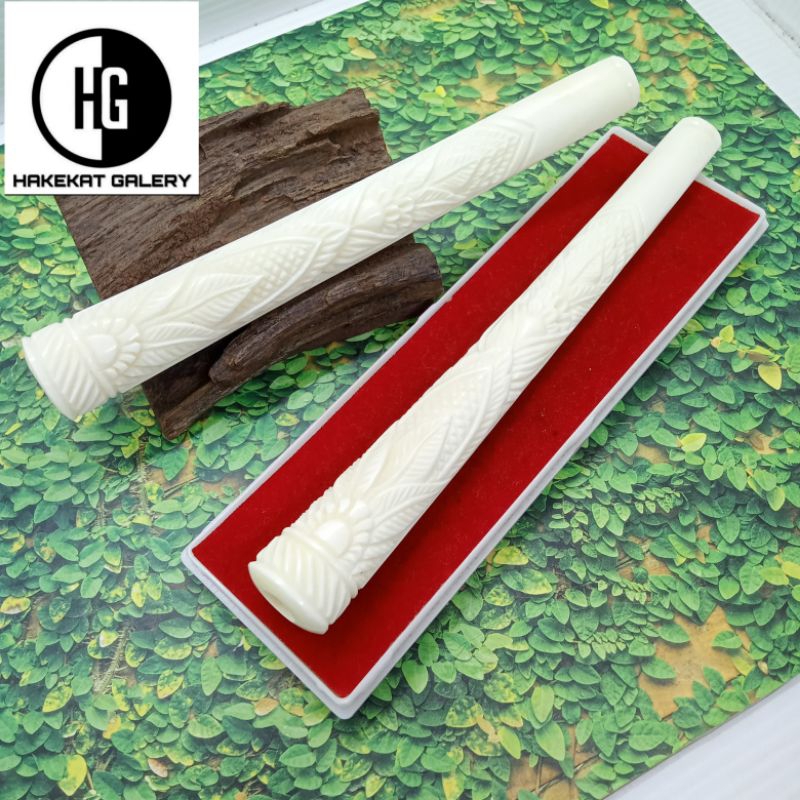 Once pipa sedotan tulang sapi super jumbo ukir bunga 3 dimensi F53