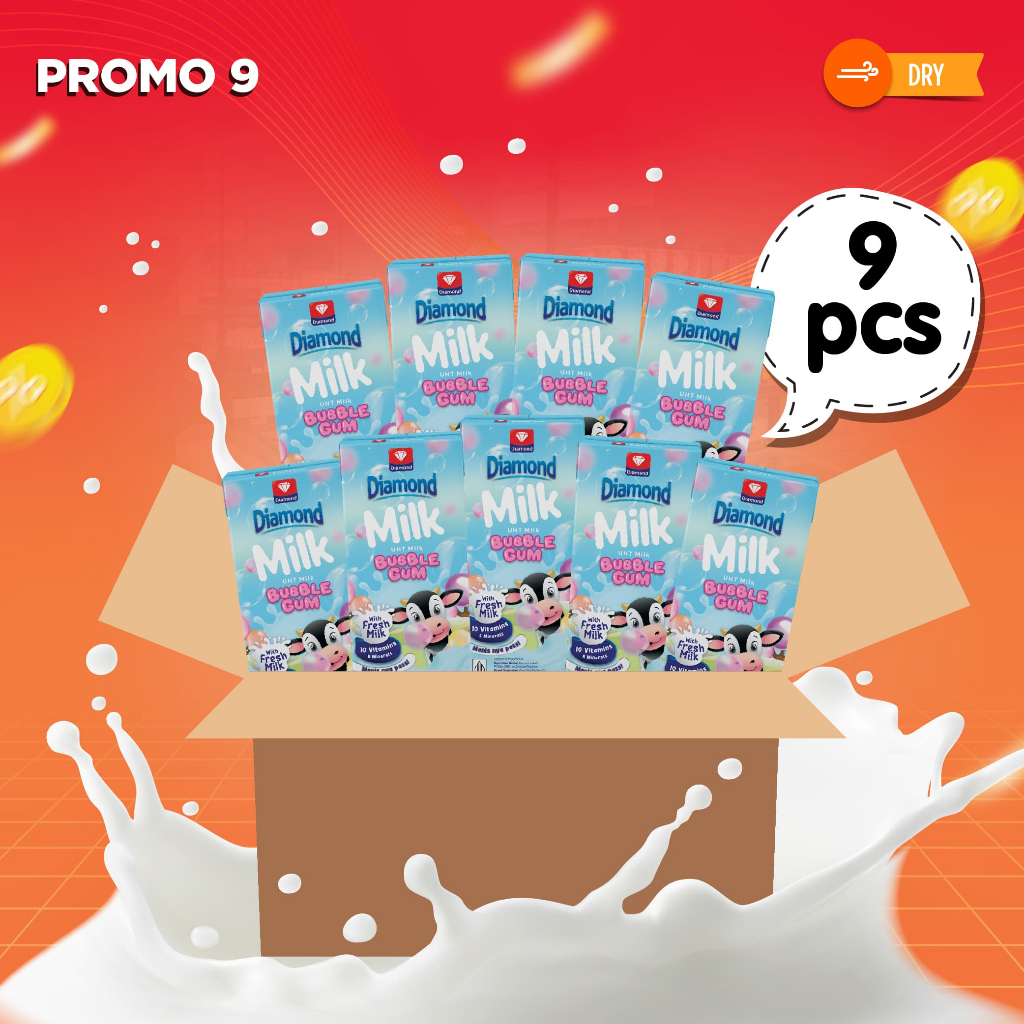 

PROMO 9 PCS DIAMOND MILK UHT BUBBLE GUM 200 ML
