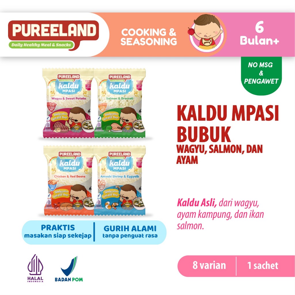 

Pureeland Kaldu MPASI / Kaldu Bayi No MSG/ Penyedap Rasa Alami Tanpa Penguat Rasa Tanpa Pengawet Tanpa Pewarna/ Kaldu Anak / Kaldu Ayam Kampung Kaldu Wagyu Kaldu Salmon Kaldu Jamur Kaldu Tuna Kaldu Udang Kaldu Teri Kaldu Hati Ayam