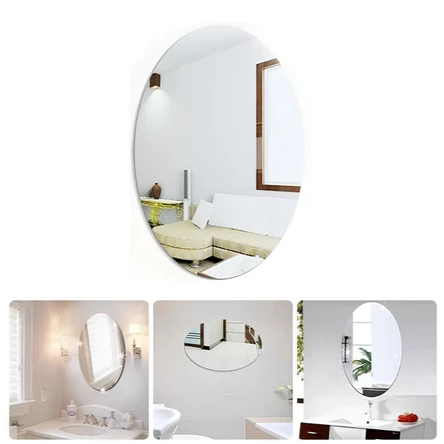 Stiker Cermin Dinding Bentuk Oval Anti Pecah /Cermin Tempel Dinding