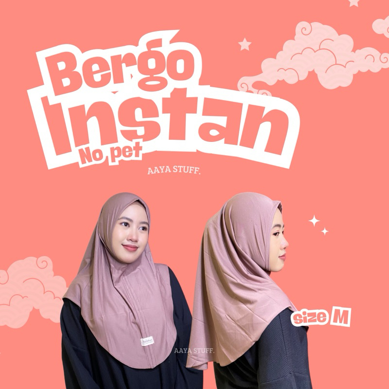 Hijab Instan size M | Bergo Instan Tanpa Pet bahan Jersey