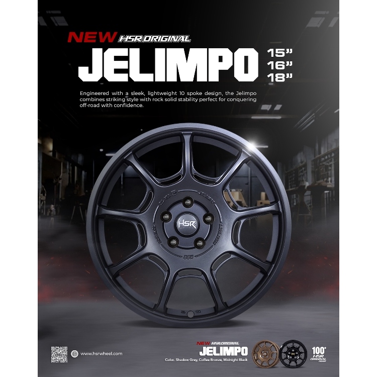 HSR Jelimpo Velg Mobil Ring 18 Baut 5 PCD 5X100 PCD 5X114 Velg R18 Model Rally