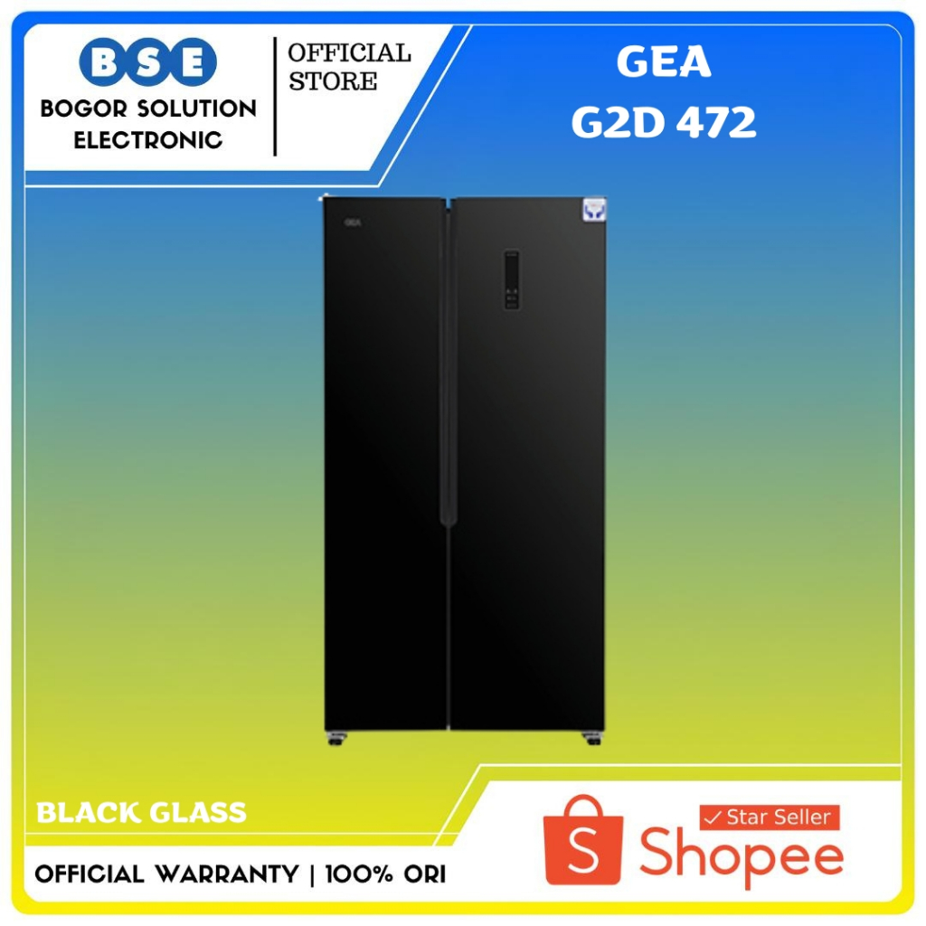 G2D-472 | G2D 472 | G2D472 | KULKAS MURAH SIDE BY SIDE GEA BLACK GLASS