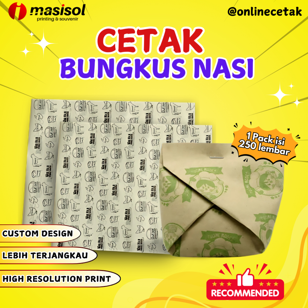 

Printing / Cetak Kertas Bungkus Nasi untuk Branding Usaha