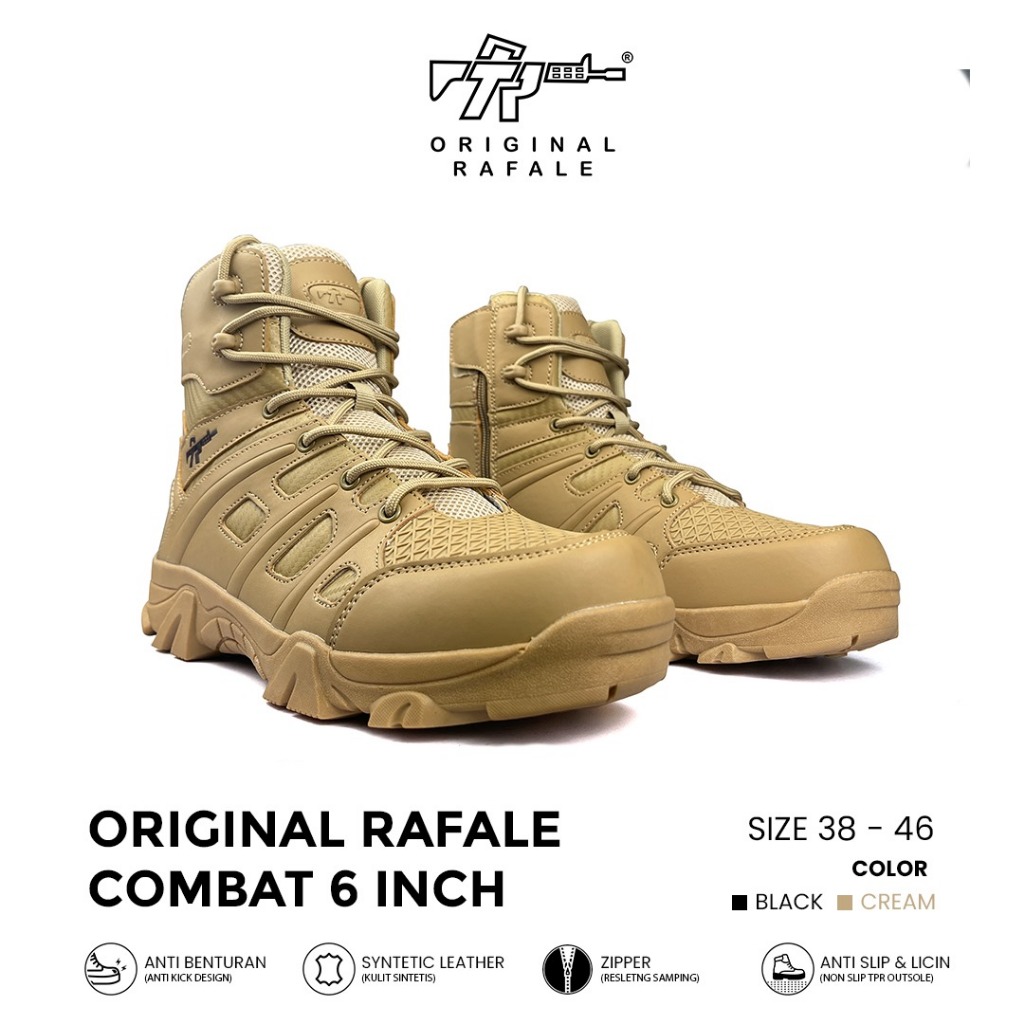Sepatu Original Rafale Combat 6 Inch / Sepatu Tactical Combat Gurun Hitam