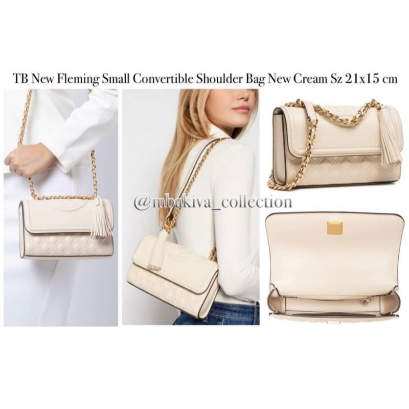 TB New Fleming Small Convertible Shoulder Bag New Cream