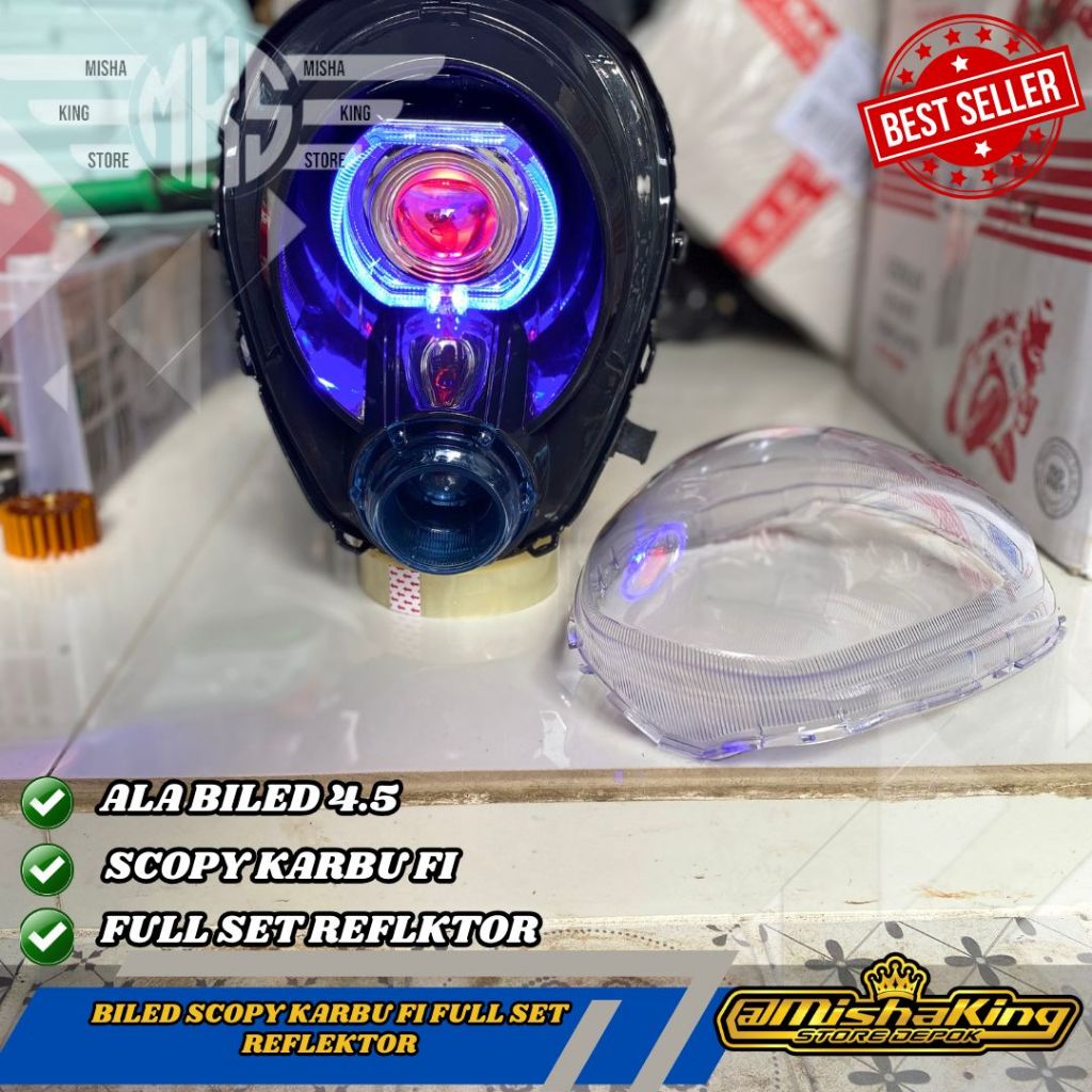 PAKET BILED LAMPU DEPAN SCOOPY KARBU ATAU FI TINGGAL PAKAI