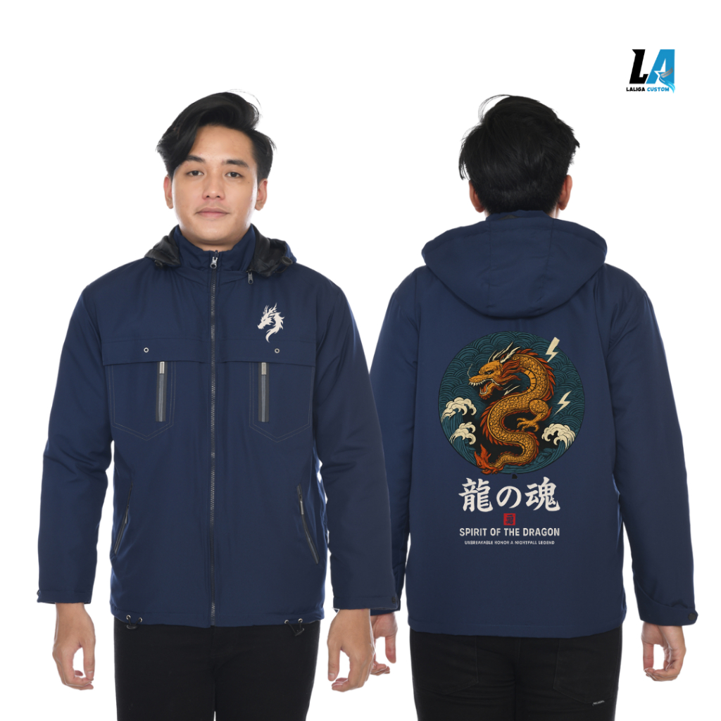 Jaket Parasut Custom Pria Wanita Logo Bebas Desain Jaket Bikers Variasi Naga