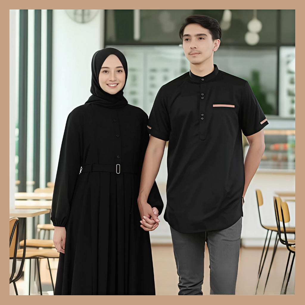 GAMIS COUPLE PASANGAN SUAMI ISTRI IDAMAN WARNA HITAM TERBARU BY SAUDAGAR BAJU MUSLIM
