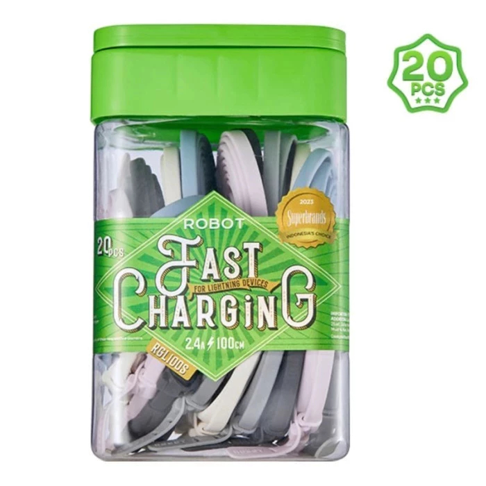 KABEL DATA ROBOT RGL100 LIGHTNING IPHONE KABEL CHARGER ROBOT RGL100 LIGHTNING PERPCS
