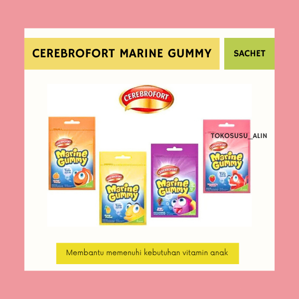 CEREBROFORT MARINE GUMMY SACHET / MULTIVITAMIN & MINYAK IKAN / SUPLEMEN ANAK