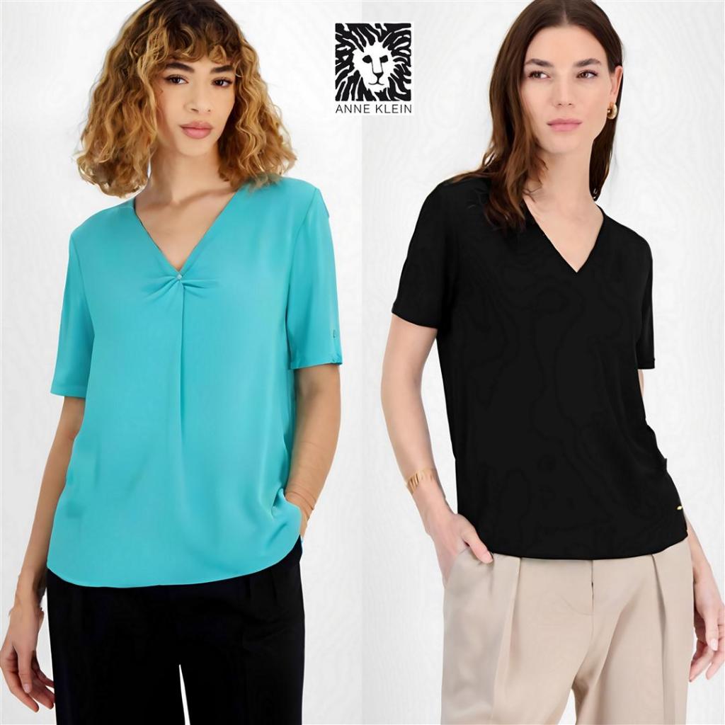 Mode Republic - Twist V Neck Short Sleeve Top - Business Casual Blouse - Atasan Blouse Kerja Wanita 