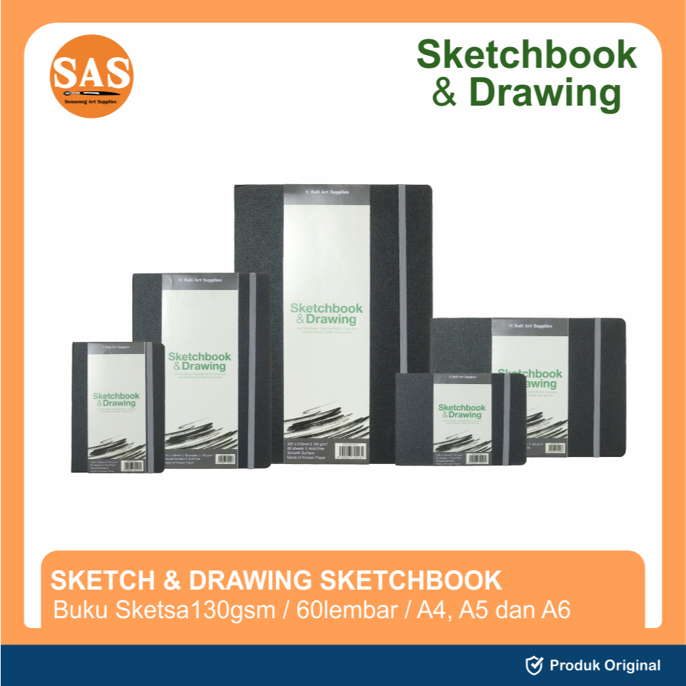 

SAS - Sketch & Drawing - Sketchbook Hard Cover in Sewing Binding 60 Lembar - 130gsm A4/A5/A6 - Buku Sketsa