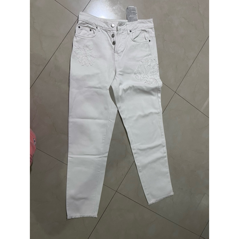 [ORI ZARA] Celana Panjang Jeans Putih Zara Basic Cargo