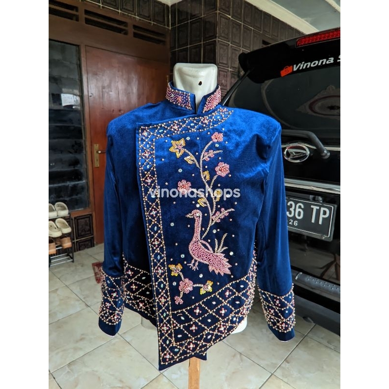 Beskap Pengantin Jawa Payet Bludru Warna Navy Premium
