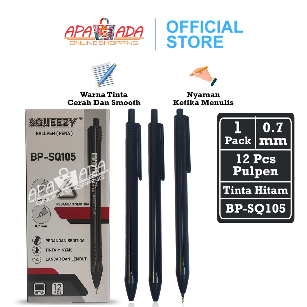 

Pulpen Ballpen 0.7mm [1 Pack - 12 Pcs Ballpen] / Pena Ballpen Squeezy BP-SQ105