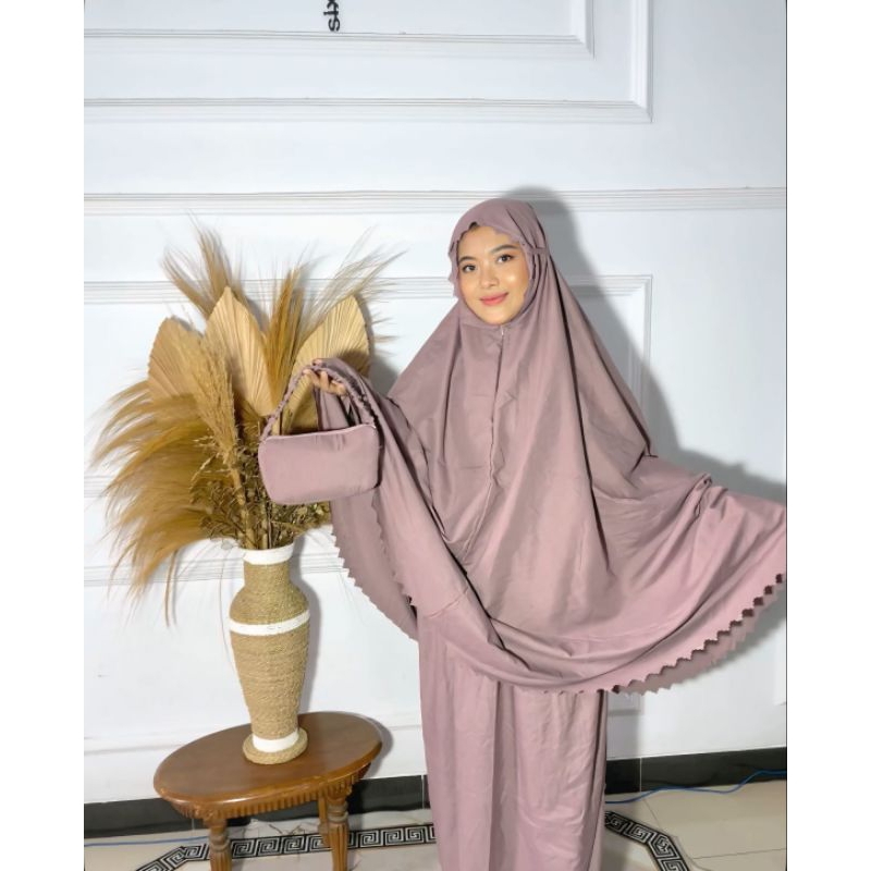 Mukena Dewasa Lasercut mikro,mukena 2in1 virall