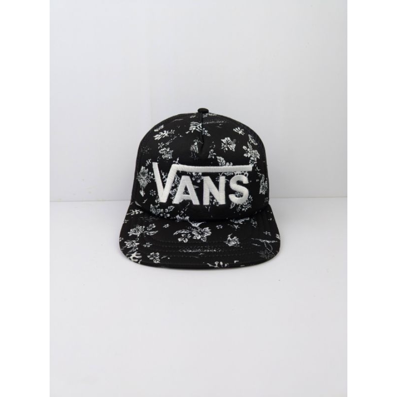 Topi Trucker Vans Of The Wall Beach Graphite Floral Classic  Patch Snapback Logo Simpel Skena Skate 